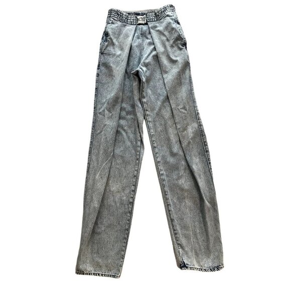 Vintage 80s Women's Pleated Mom Jeans High Waist Adjustable S-XL - Picture 4 of 9